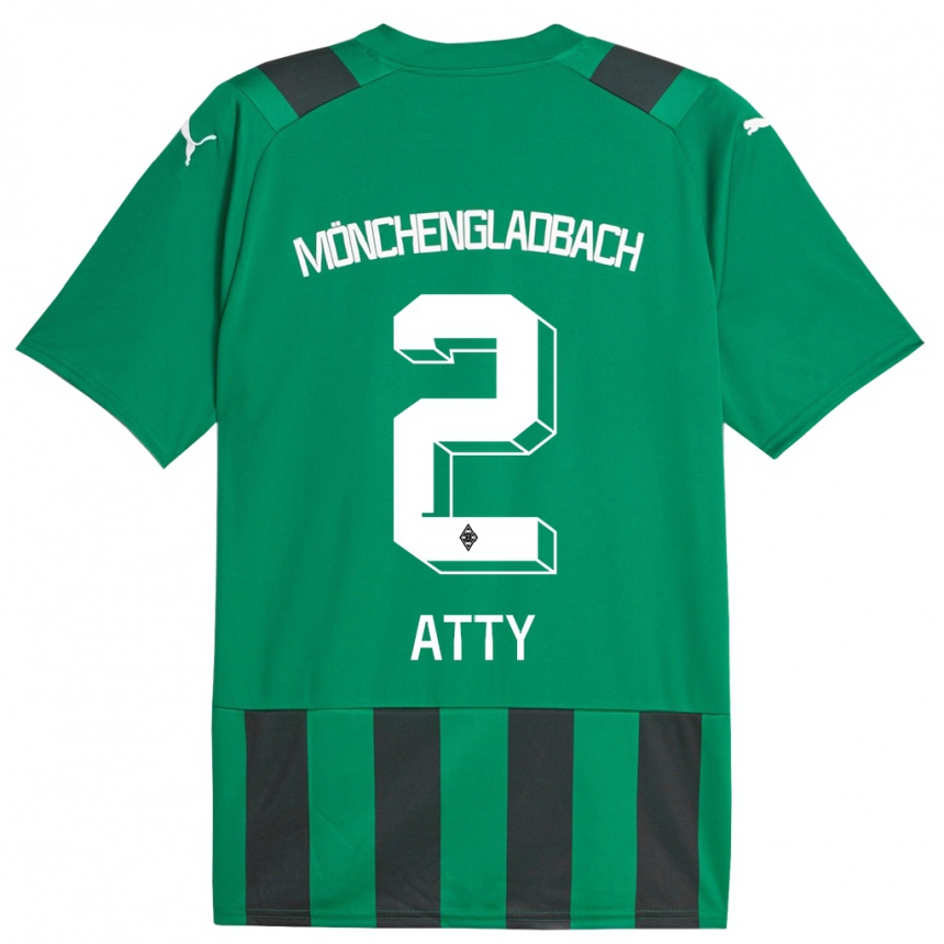 Kids Football Yassir Atty #2 Black Green Away Jersey 2023/24 T-Shirt