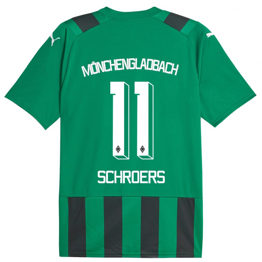 Kids Football Mika Schroers #11 Black Green Away Jersey 2023/24 T-Shirt