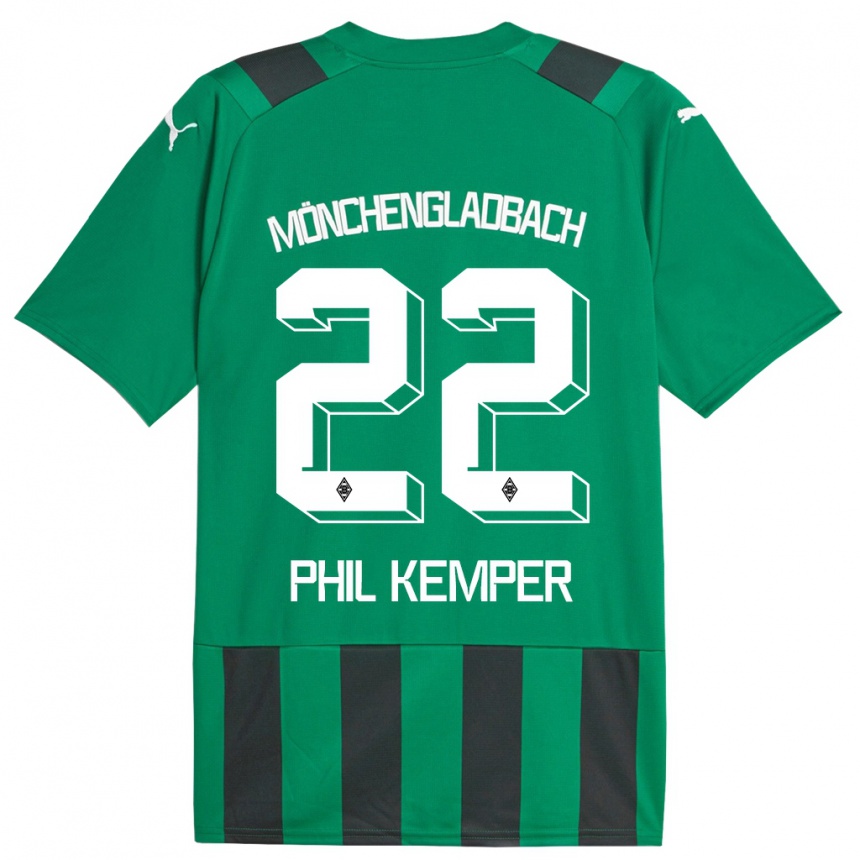 Kids Football Phil Kemper #22 Black Green Away Jersey 2023/24 T-Shirt