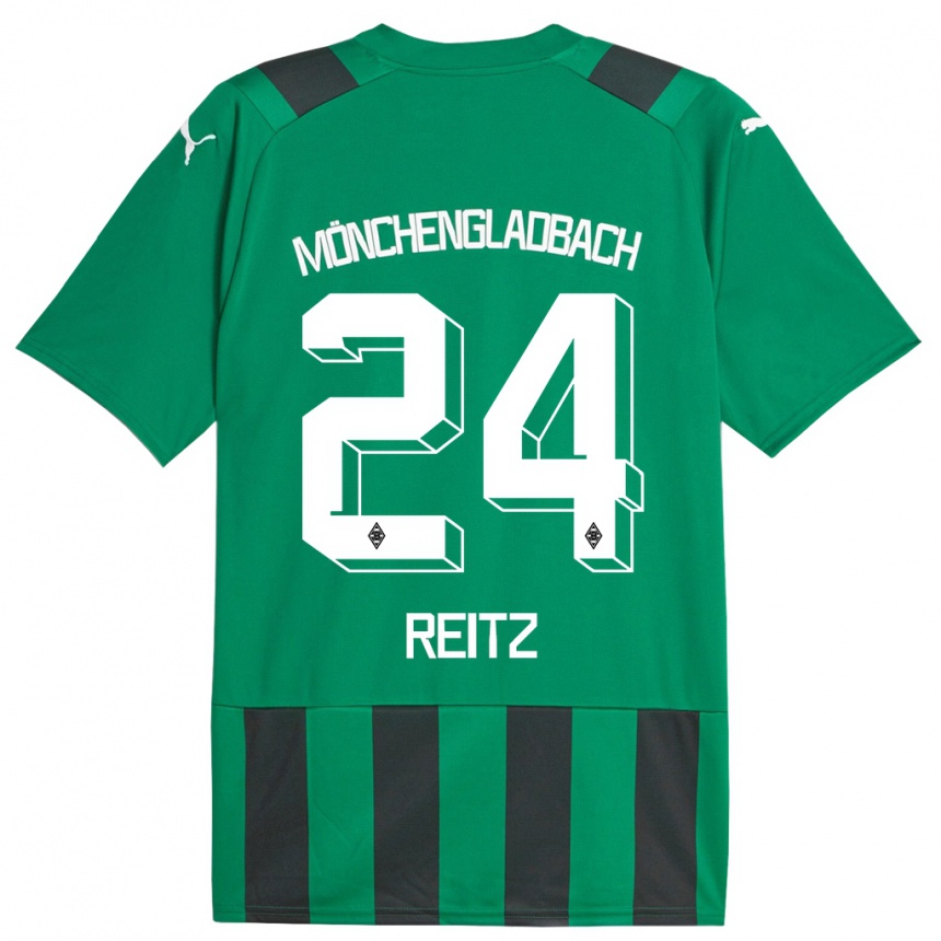 Kids Football Tony Reitz #24 Black Green Away Jersey 2023/24 T-Shirt