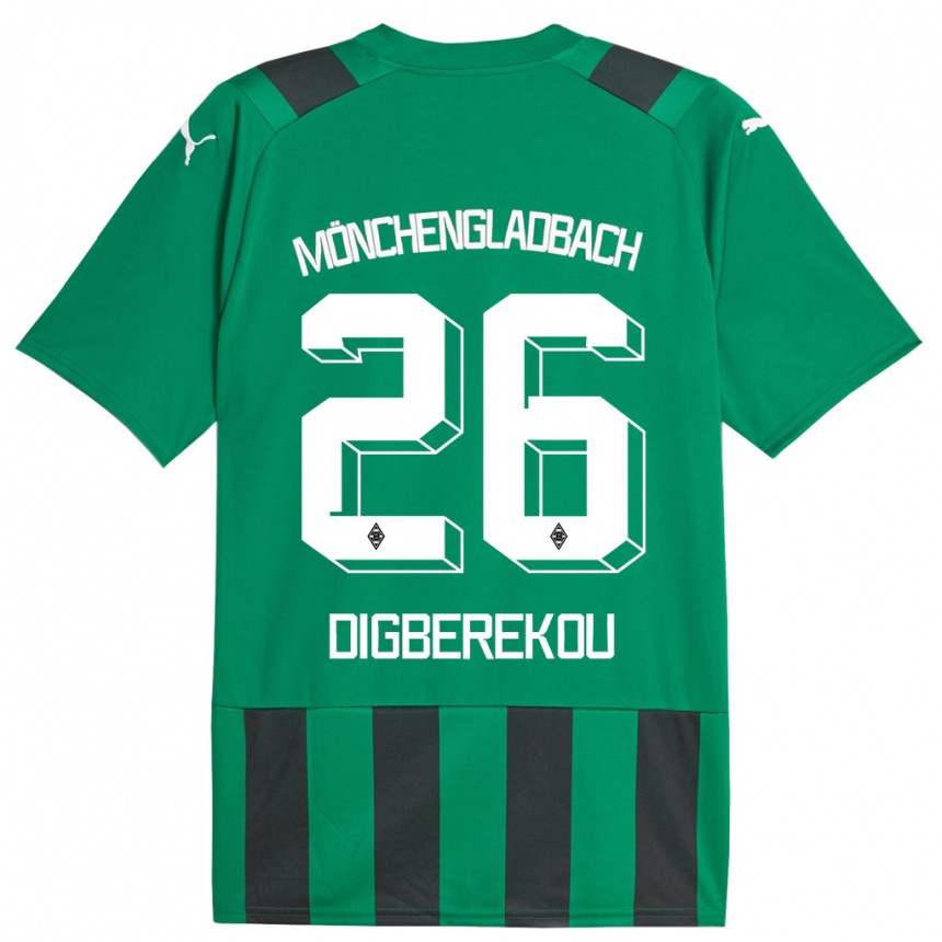 Kids Football Ibrahim Digberekou #26 Black Green Away Jersey 2023/24 T-Shirt