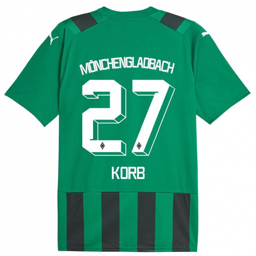 Kids Football Julian Korb #27 Black Green Away Jersey 2023/24 T-Shirt