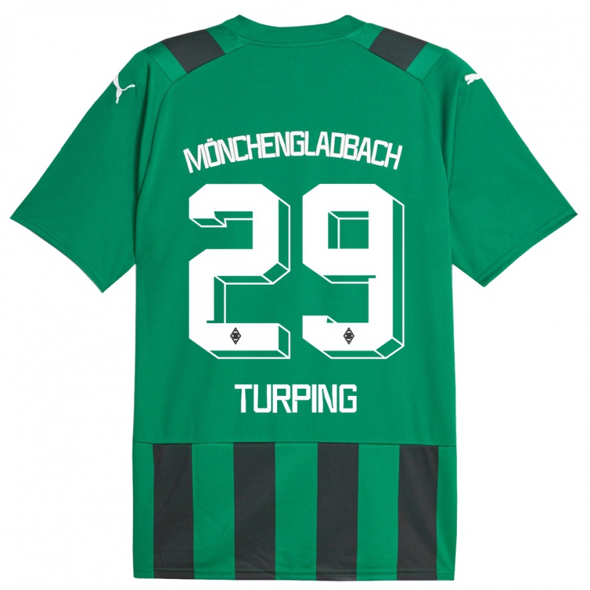 Kids Football Selim Turping #29 Black Green Away Jersey 2023/24 T-Shirt