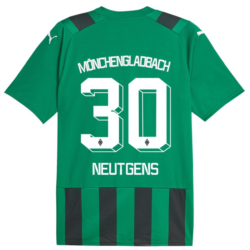 Kids Football Maximilian Neutgens #30 Black Green Away Jersey 2023/24 T-Shirt