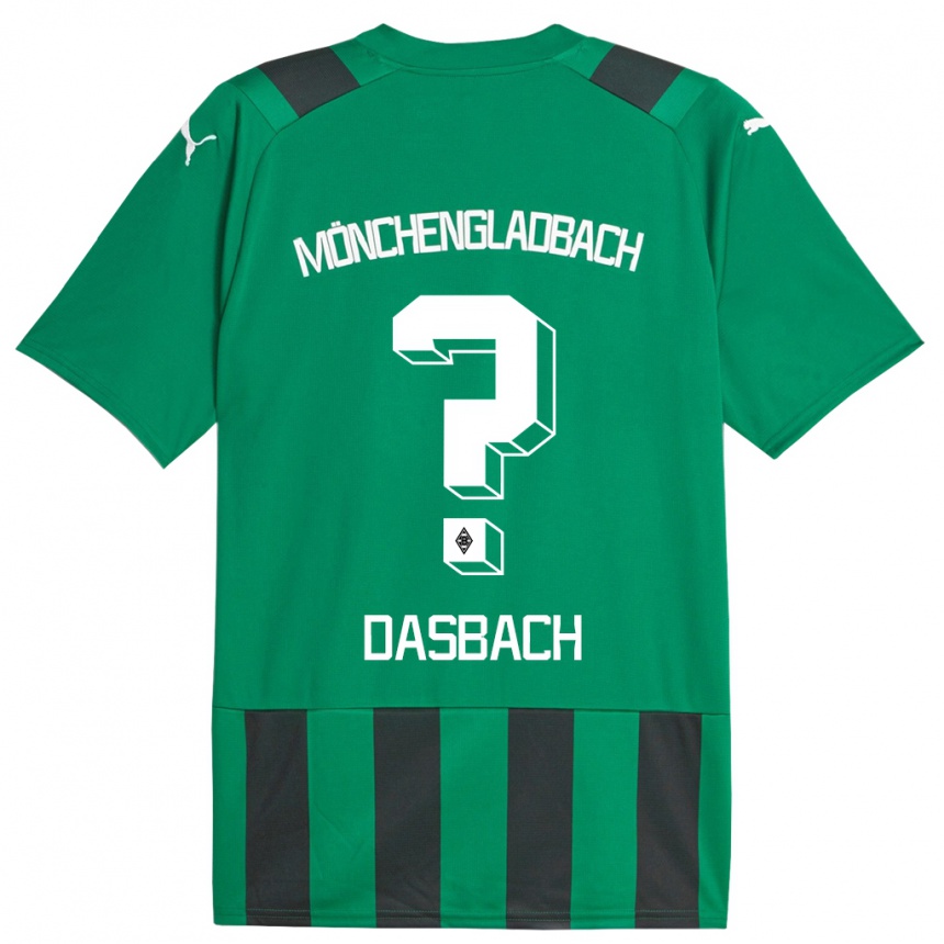 Kids Football Yannik Dasbach #0 Black Green Away Jersey 2023/24 T-Shirt