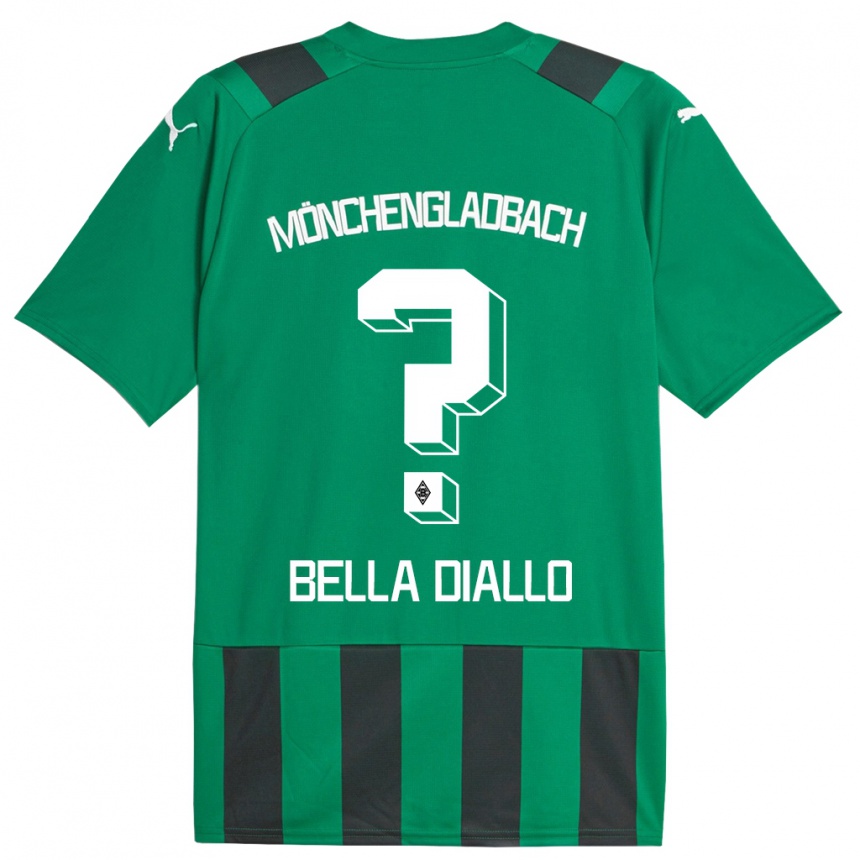 Kids Football Oumar Bella Diallo #0 Black Green Away Jersey 2023/24 T-Shirt