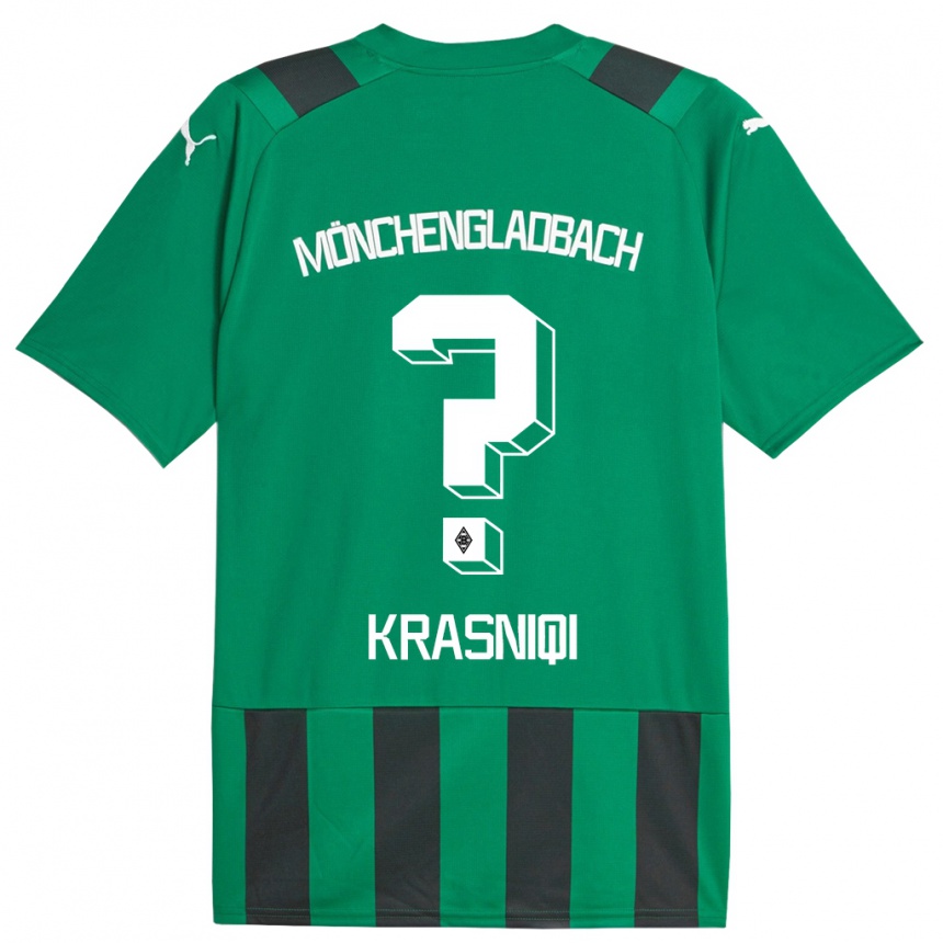 Kids Football Engjell Krasniqi #0 Black Green Away Jersey 2023/24 T-Shirt