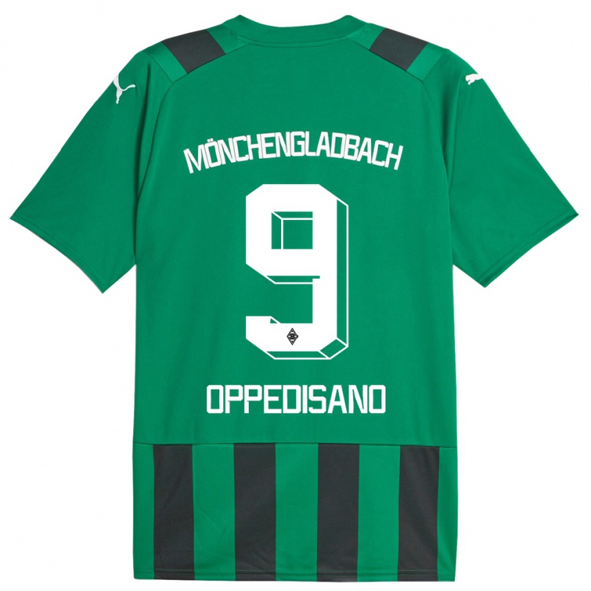 Kids Football Valentina Oppedisano #9 Black Green Away Jersey 2023/24 T-Shirt