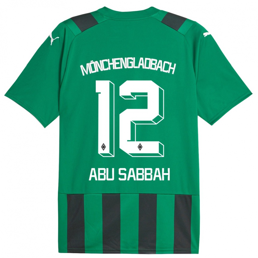 Kids Football Sarah Abu Sabbah #12 Black Green Away Jersey 2023/24 T-Shirt