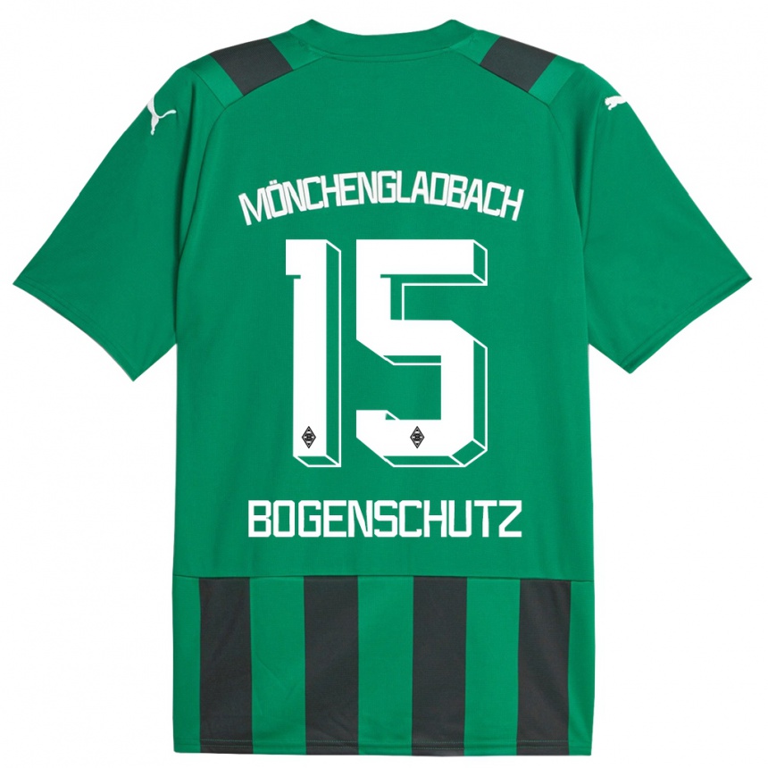 Kids Football Kerstin Bogenschutz #15 Black Green Away Jersey 2023/24 T-Shirt