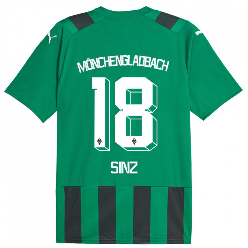 Kids Football Michelle Sinz #18 Black Green Away Jersey 2023/24 T-Shirt