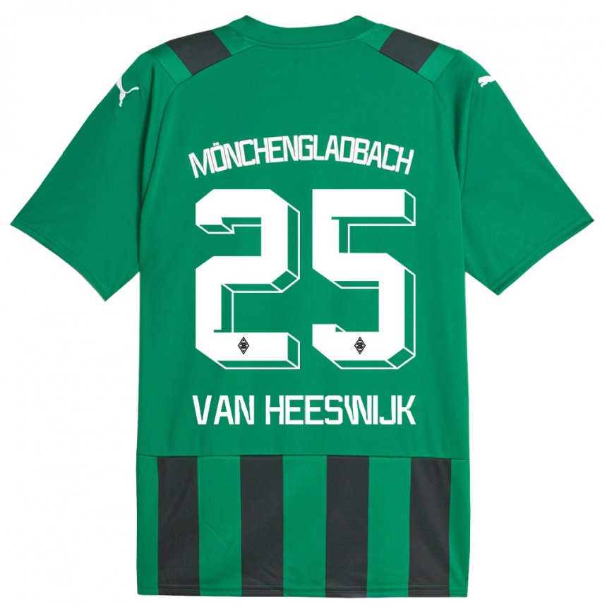 Kids Football Amber Van Heeswijk #25 Black Green Away Jersey 2023/24 T-Shirt