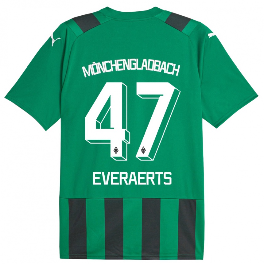 Kids Football Kim Everaerts #47 Black Green Away Jersey 2023/24 T-Shirt