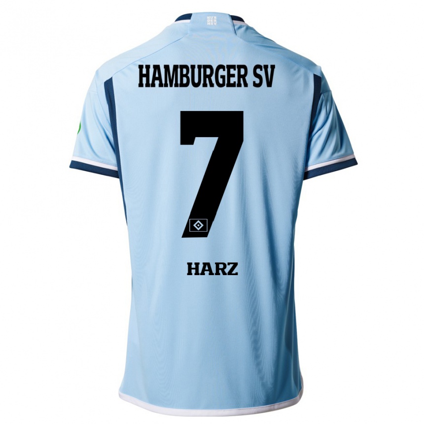 Kids Football Theo Harz #7 Blue Away Jersey 2023/24 T-Shirt