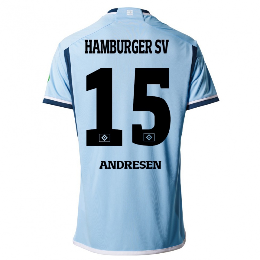 Kids Football Bent Andresen #15 Blue Away Jersey 2023/24 T-Shirt