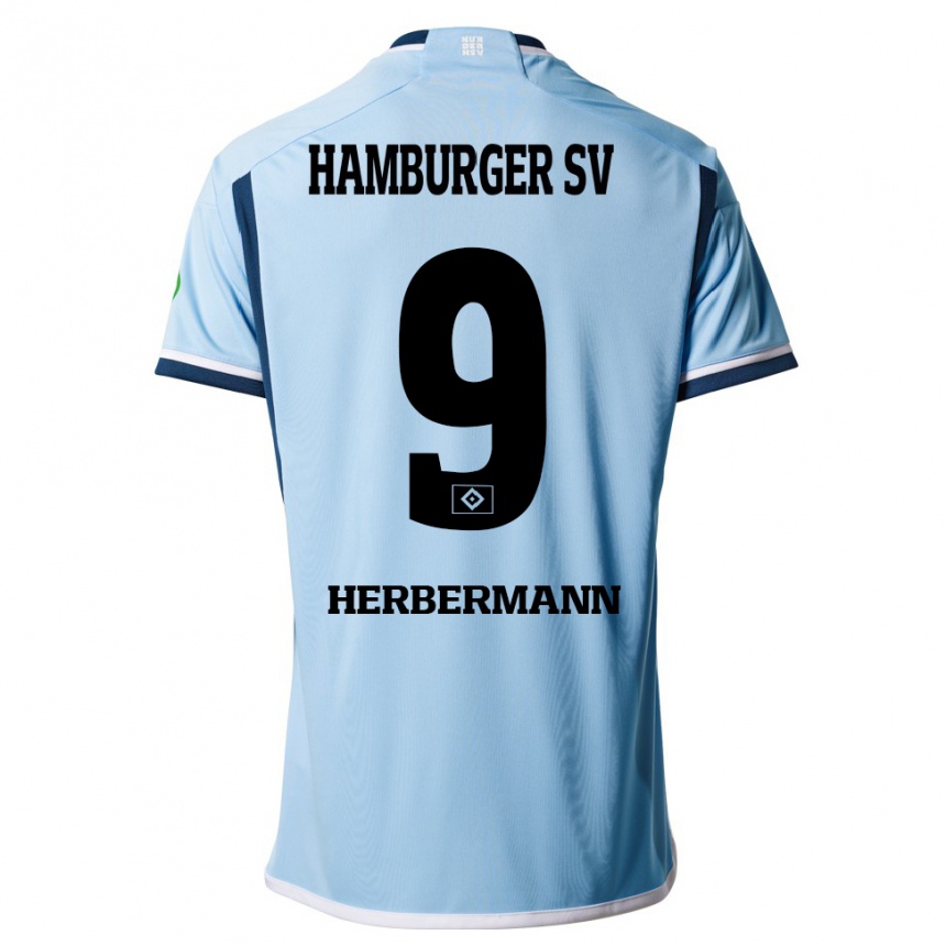 Kids Football Kevin Herbermann #9 Blue Away Jersey 2023/24 T-Shirt