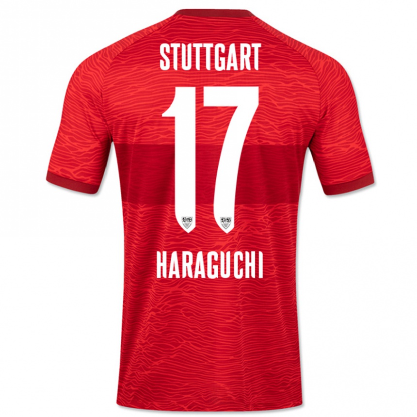 Kids Football Genki Haraguchi #17 Red Away Jersey 2023/24 T-Shirt