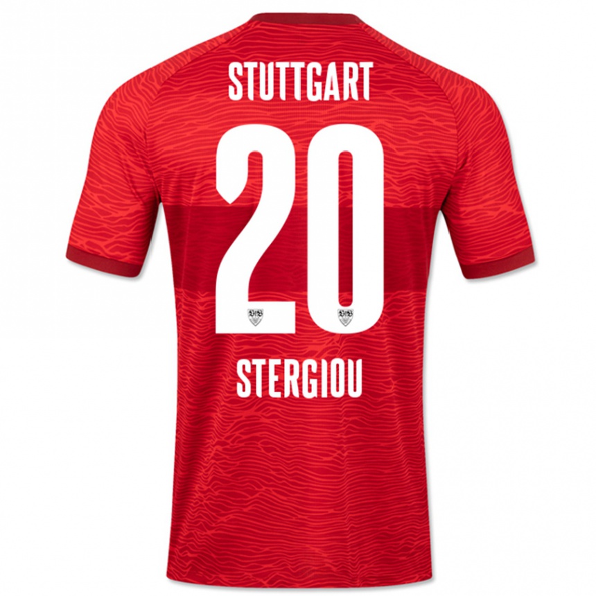 Kids Football Leonidas Stergiou #20 Red Away Jersey 2023/24 T-Shirt