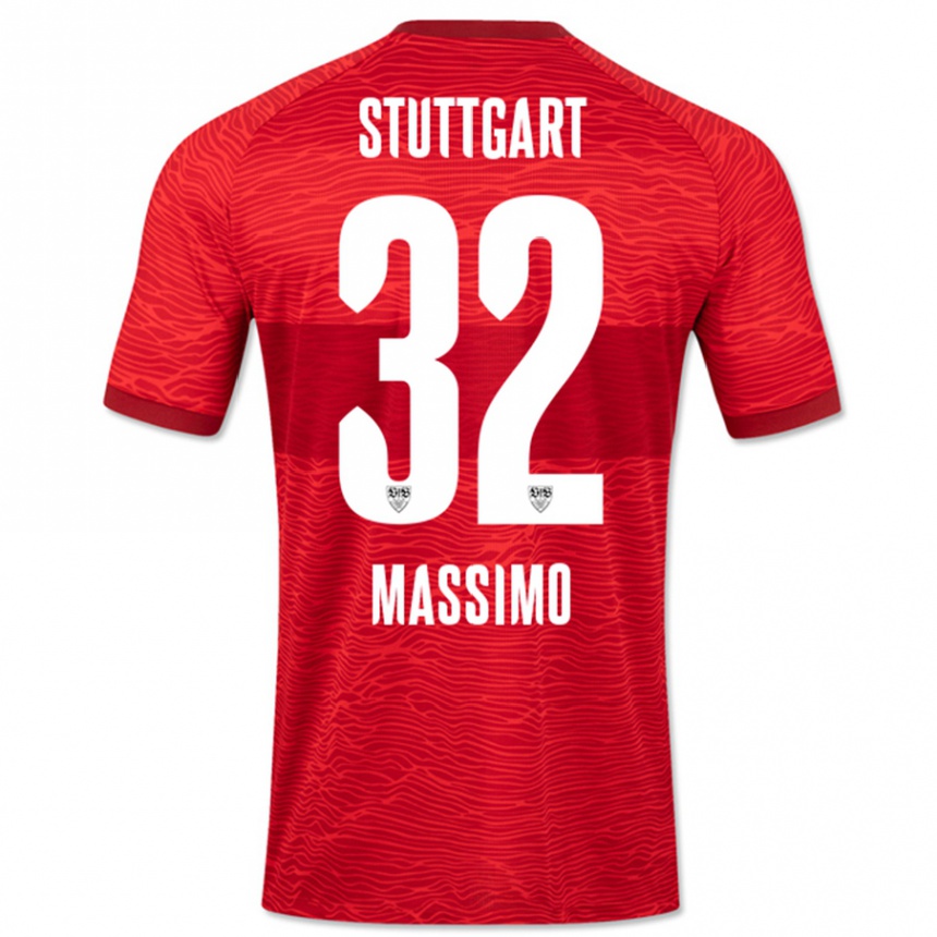 Kids Football Roberto Massimo #32 Red Away Jersey 2023/24 T-Shirt