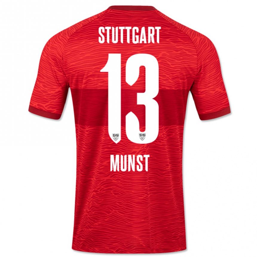 Kids Football Leonhard Münst #13 Red Away Jersey 2023/24 T-Shirt