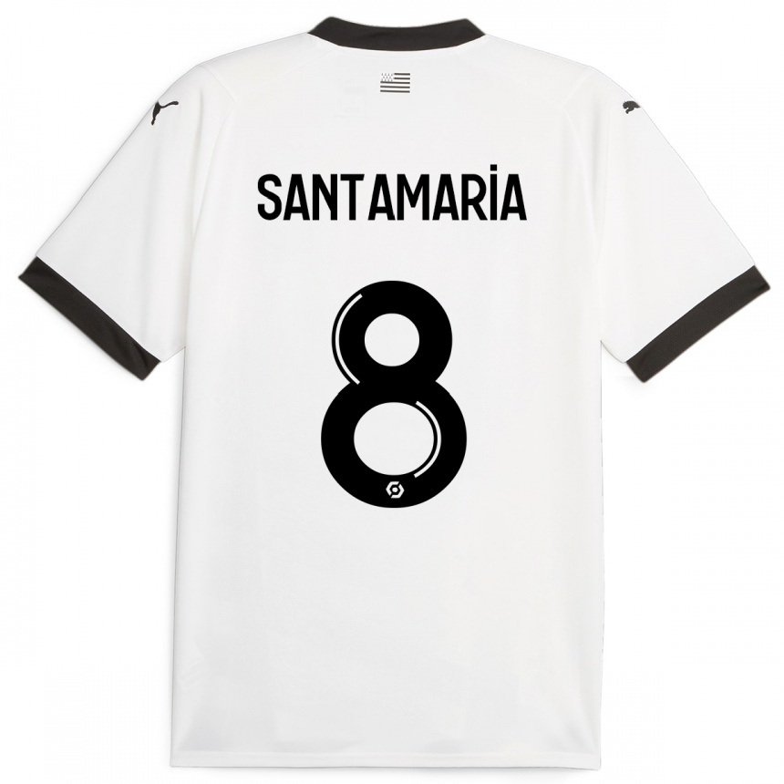 Kids Football Baptiste Santamaria #8 White Away Jersey 2023/24 T-Shirt