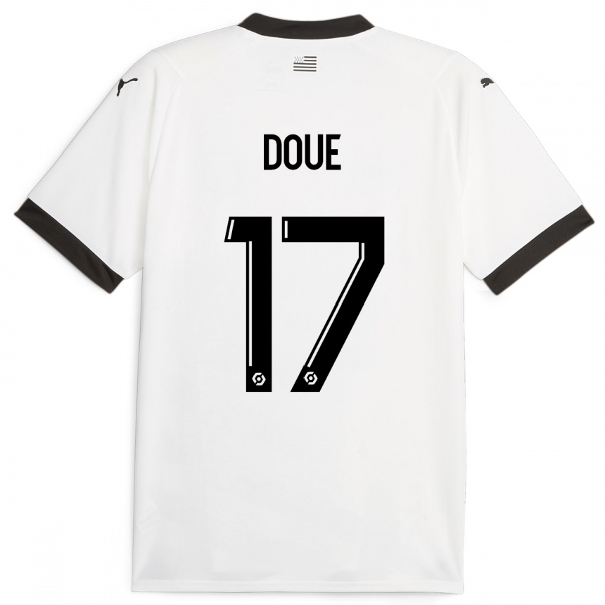 Kids Football Guéla Doué #17 White Away Jersey 2023/24 T-Shirt