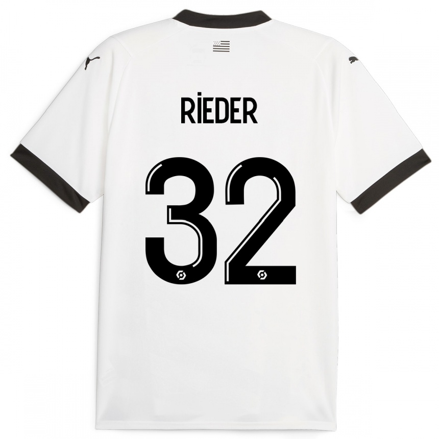 Kids Football Fabian Rieder #32 White Away Jersey 2023/24 T-Shirt