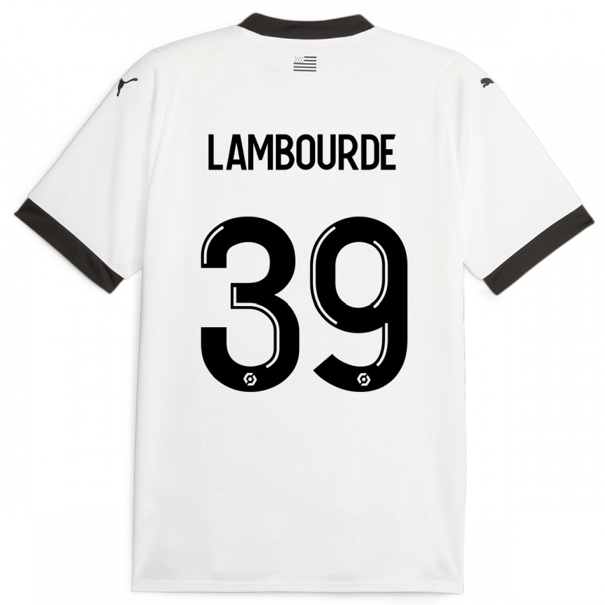 Kids Football Mathis Lambourde #39 White Away Jersey 2023/24 T-Shirt