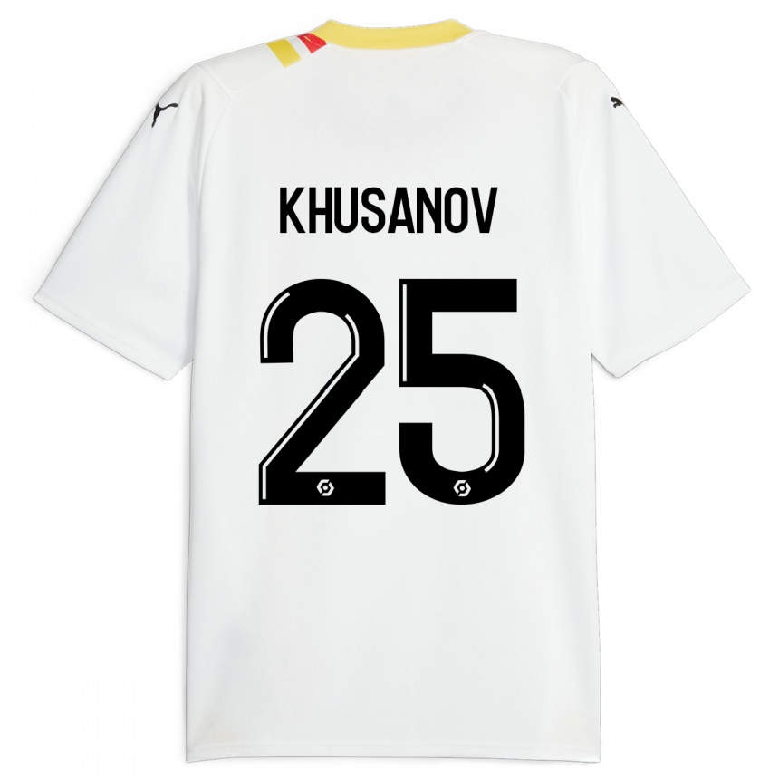 Kids Football Abdukodir Khusanov #25 Black Away Jersey 2023/24 T-Shirt