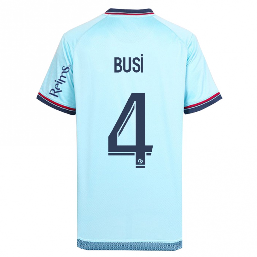 Kids Football Maxime Busi #4 Sky Blue Away Jersey 2023/24 T-Shirt