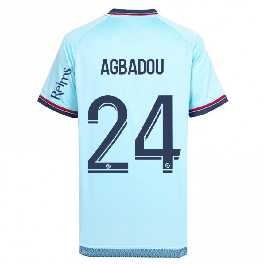 Kids Football Emmanuel Agbadou #24 Sky Blue Away Jersey 2023/24 T-Shirt