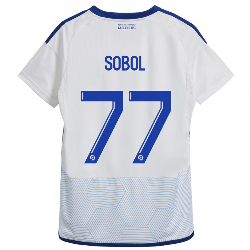 Kids Football Eduard Sobol #77 White Away Jersey 2023/24 T-Shirt