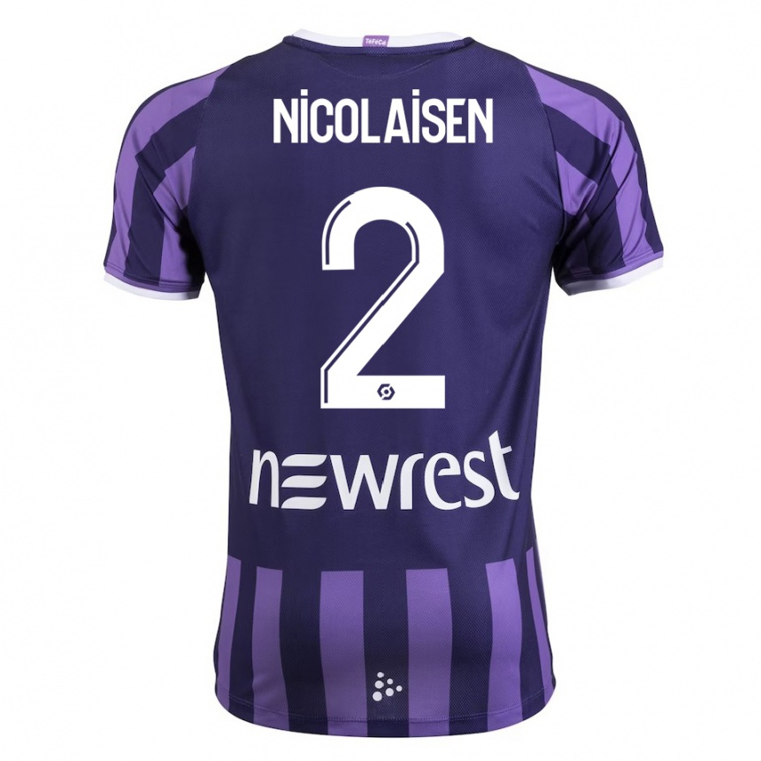 Kids Football Rasmus Nicolaisen #2 Purple Away Jersey 2023/24 T-Shirt