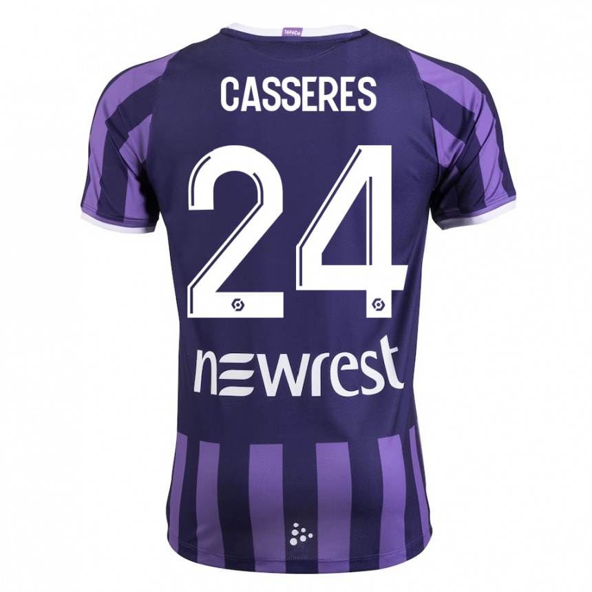 Kids Football Cristian Cásseres Jr. #24 Purple Away Jersey 2023/24 T-Shirt