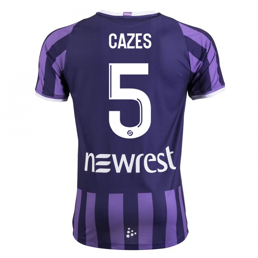 Kids Football Manon Cazes #5 Purple Away Jersey 2023/24 T-Shirt