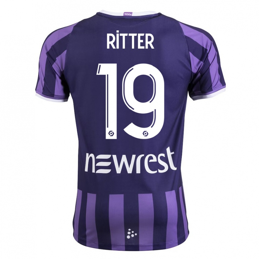 Kids Football Morgane Ritter #19 Purple Away Jersey 2023/24 T-Shirt