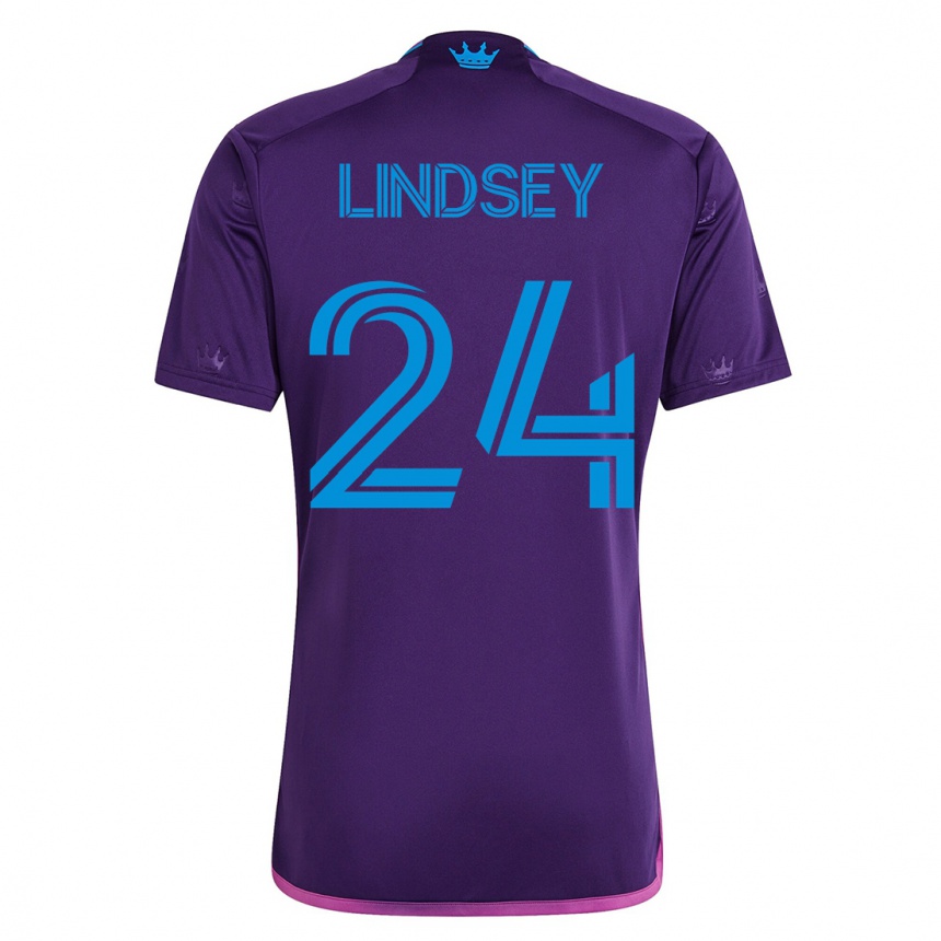 Kids Football Jaylin Lindsey #24 Violet Away Jersey 2023/24 T-Shirt