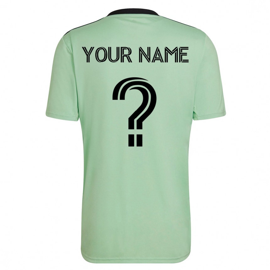 Kids Football Your Name #0 Light Green Away Jersey 2023/24 T-Shirt