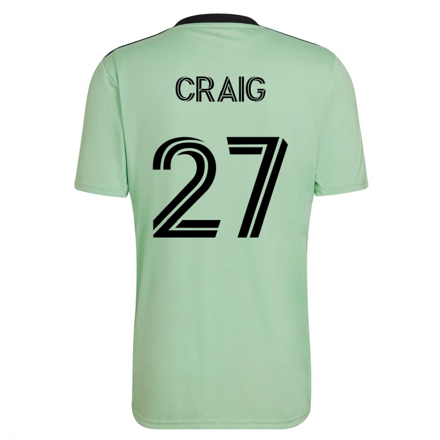 Kids Football Brandan Craig #27 Light Green Away Jersey 2023/24 T-Shirt
