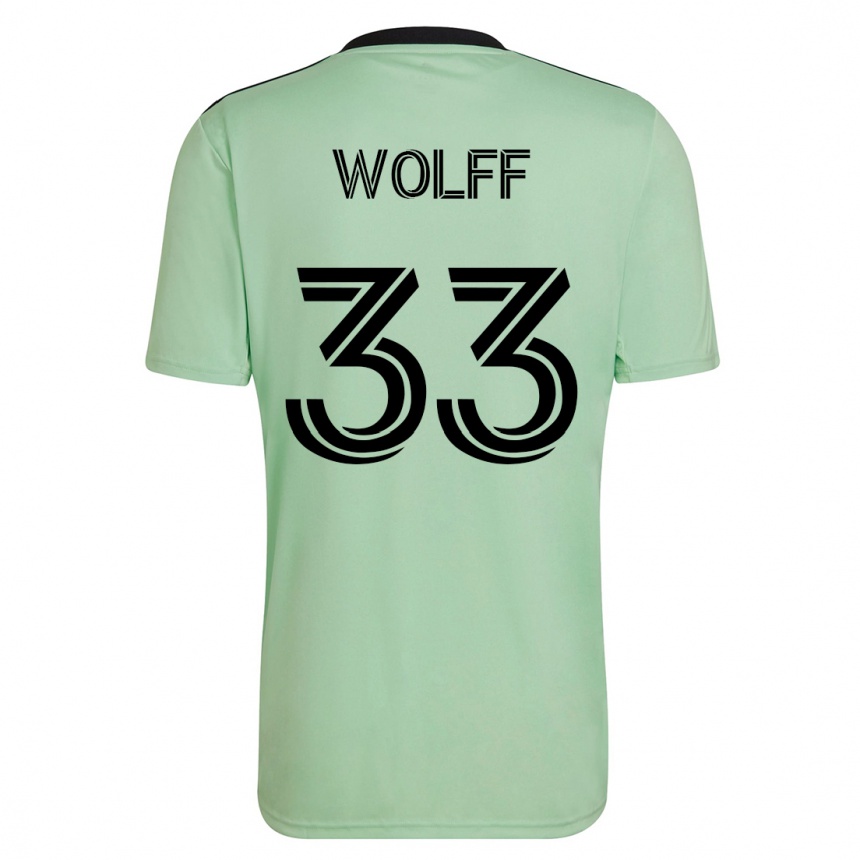 Kids Football Owen Wolff #33 Light Green Away Jersey 2023/24 T-Shirt
