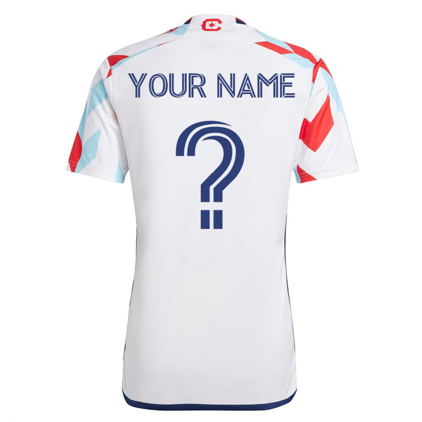 Kids Football Your Name #0 White Blue Away Jersey 2023/24 T-Shirt