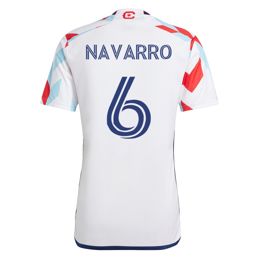 Kids Football Miguel Navarro #6 White Blue Away Jersey 2023/24 T-Shirt