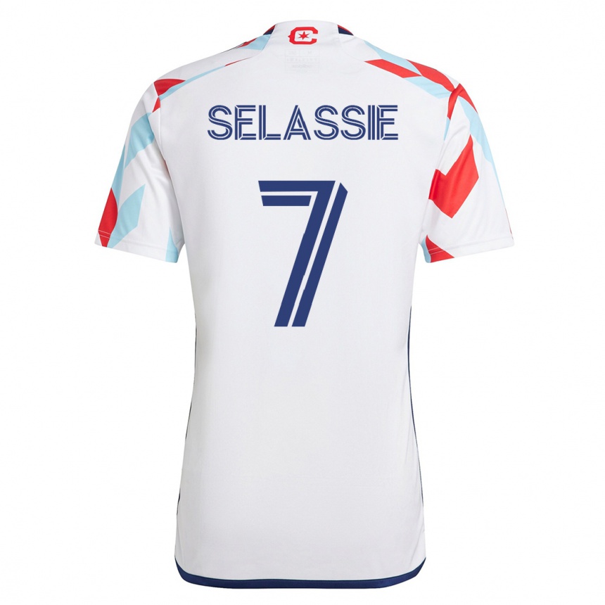 Kids Football Maren Haile-Selassie #7 White Blue Away Jersey 2023/24 T-Shirt
