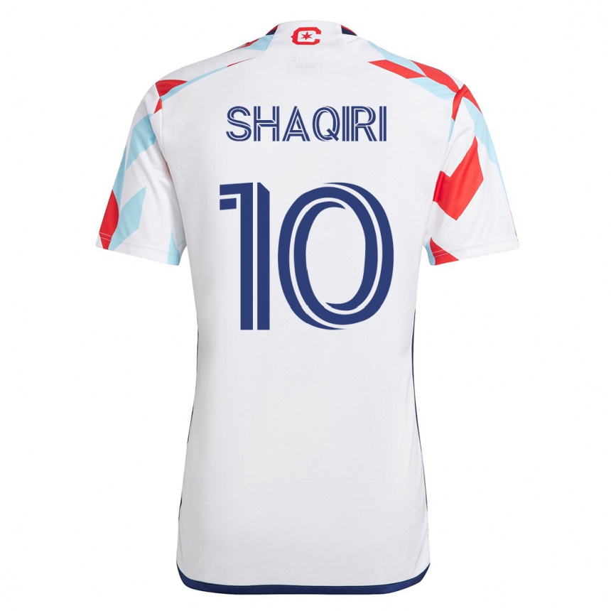Kids Football Xherdan Shaqiri #10 White Blue Away Jersey 2023/24 T-Shirt