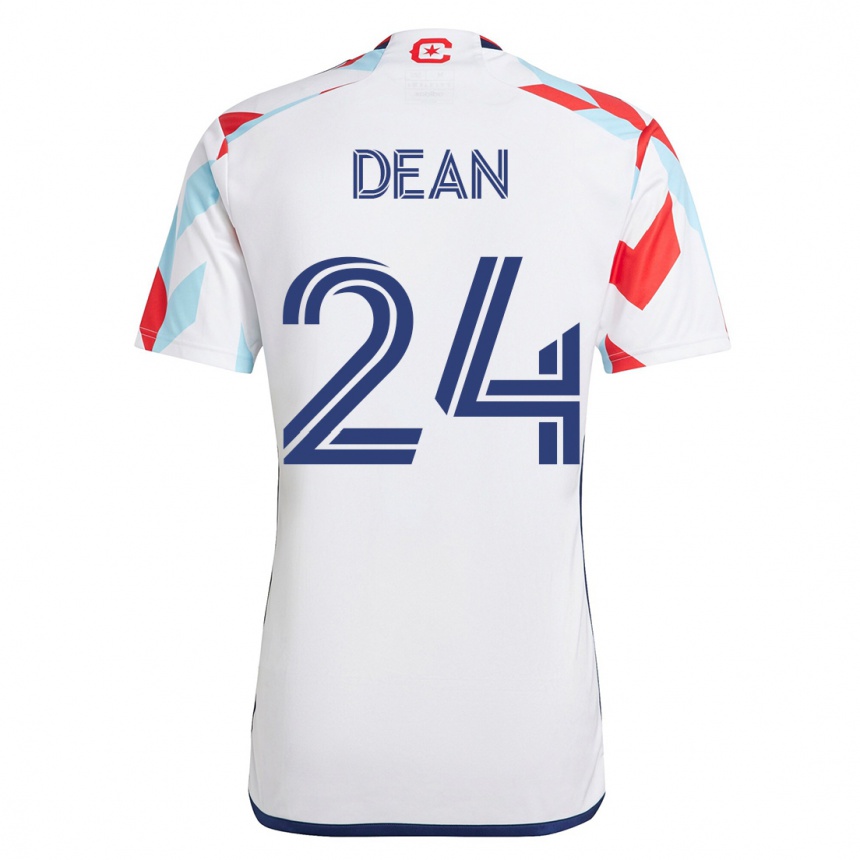 Kids Football Jonathan Dean #24 White Blue Away Jersey 2023/24 T-Shirt