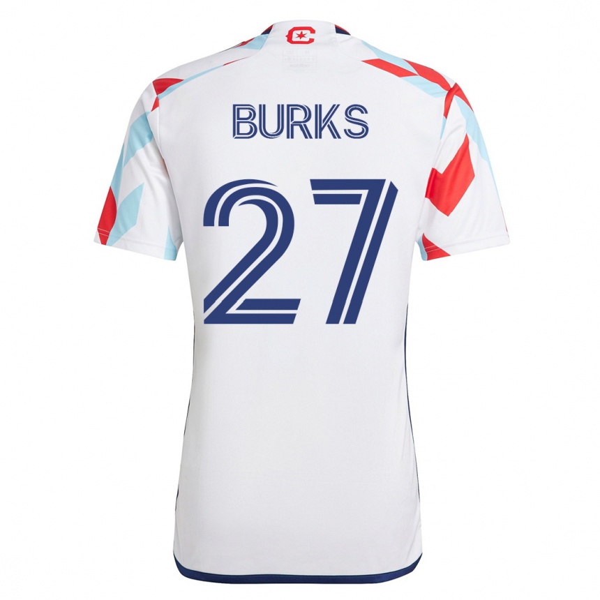 Kids Football Kendall Burks #27 White Blue Away Jersey 2023/24 T-Shirt