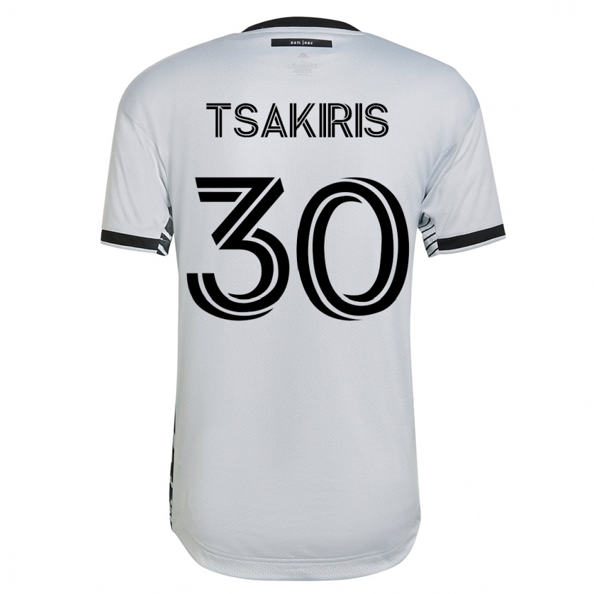 Kids Football Niko Tsakiris #30 White Away Jersey 2023/24 T-Shirt