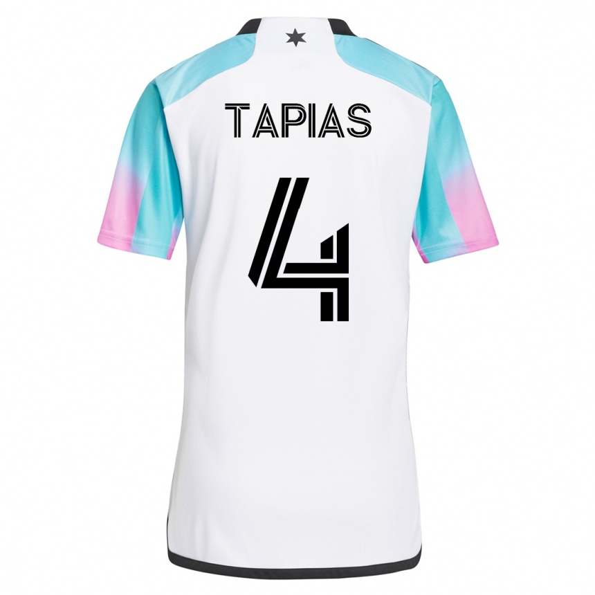 Kids Football Miguel Tapias #4 White Away Jersey 2023/24 T-Shirt