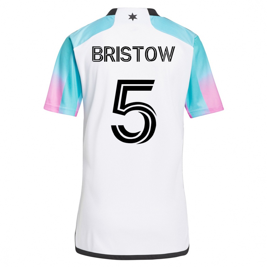 Kids Football Ethan Bristow #5 White Away Jersey 2023/24 T-Shirt