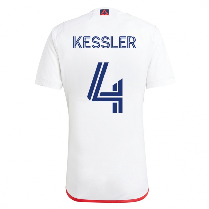 Kids Football Henry Kessler #4 White Red Away Jersey 2023/24 T-Shirt